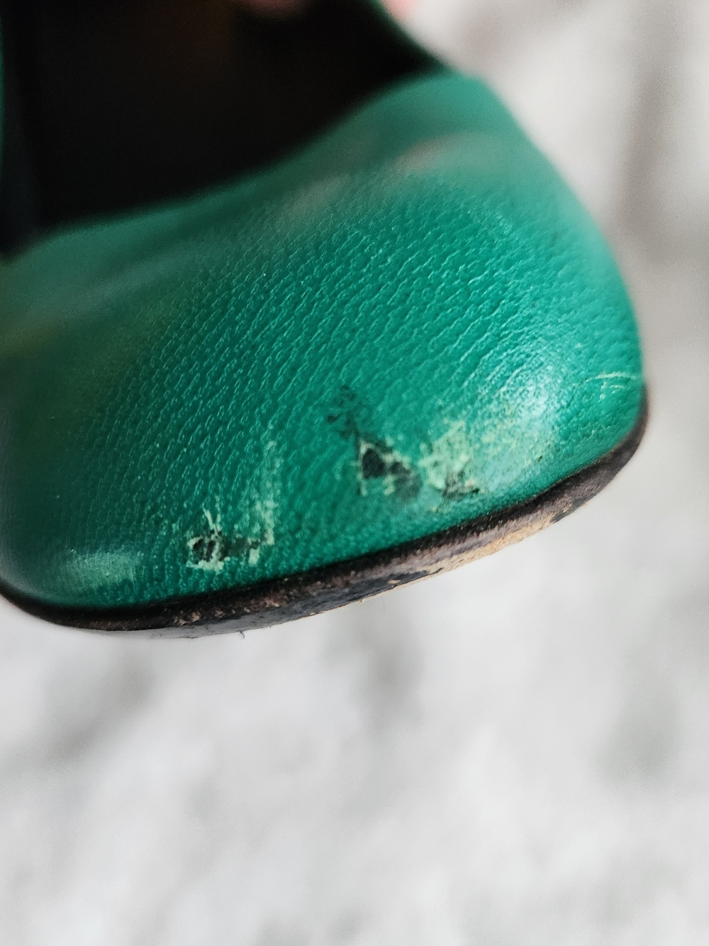 Vintage Gucci Green Leather High Heels Pumps Round Toe Shoes Size 38 US 8 - Picture 15 of 16